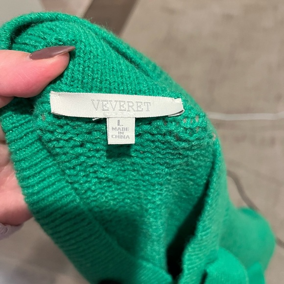 VEVERET Green Zip Up Sweater Cardigan Large - Picture 2 of 8